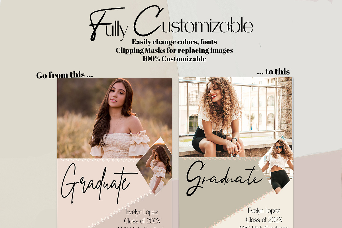 Boho Photoshop Grad Card Template, a Card Template by InstaNoirDesigns (Photo 4 of 9)