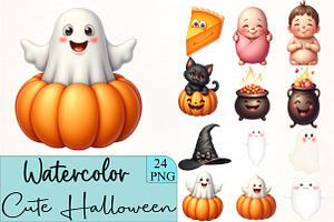 Cute Halloween Clipart, an Illustration by CrexoraLab