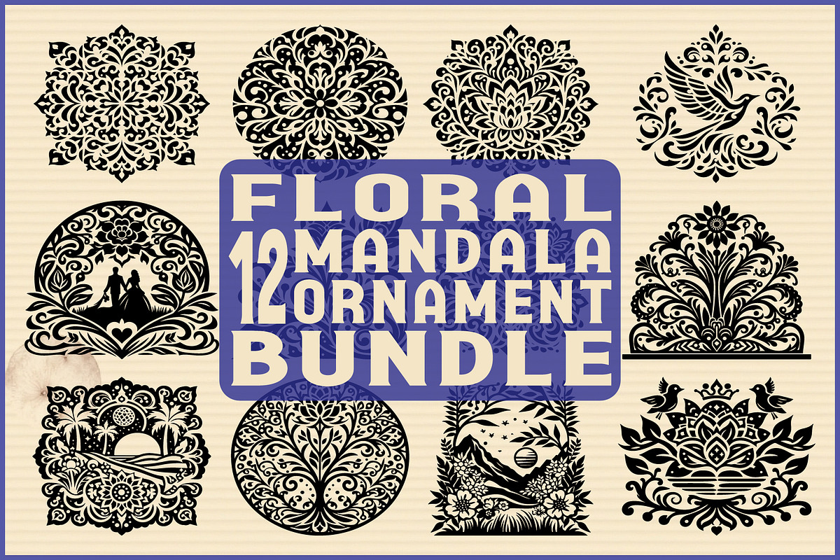 Floral Mandala Ornament Bundle, an Object Graphic by jahid234 (Photo 1 of 13)