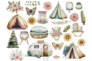 Glamping Camping Clipart Collection