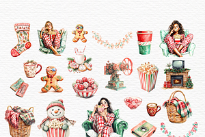 Christmas Movie Night Watercolor