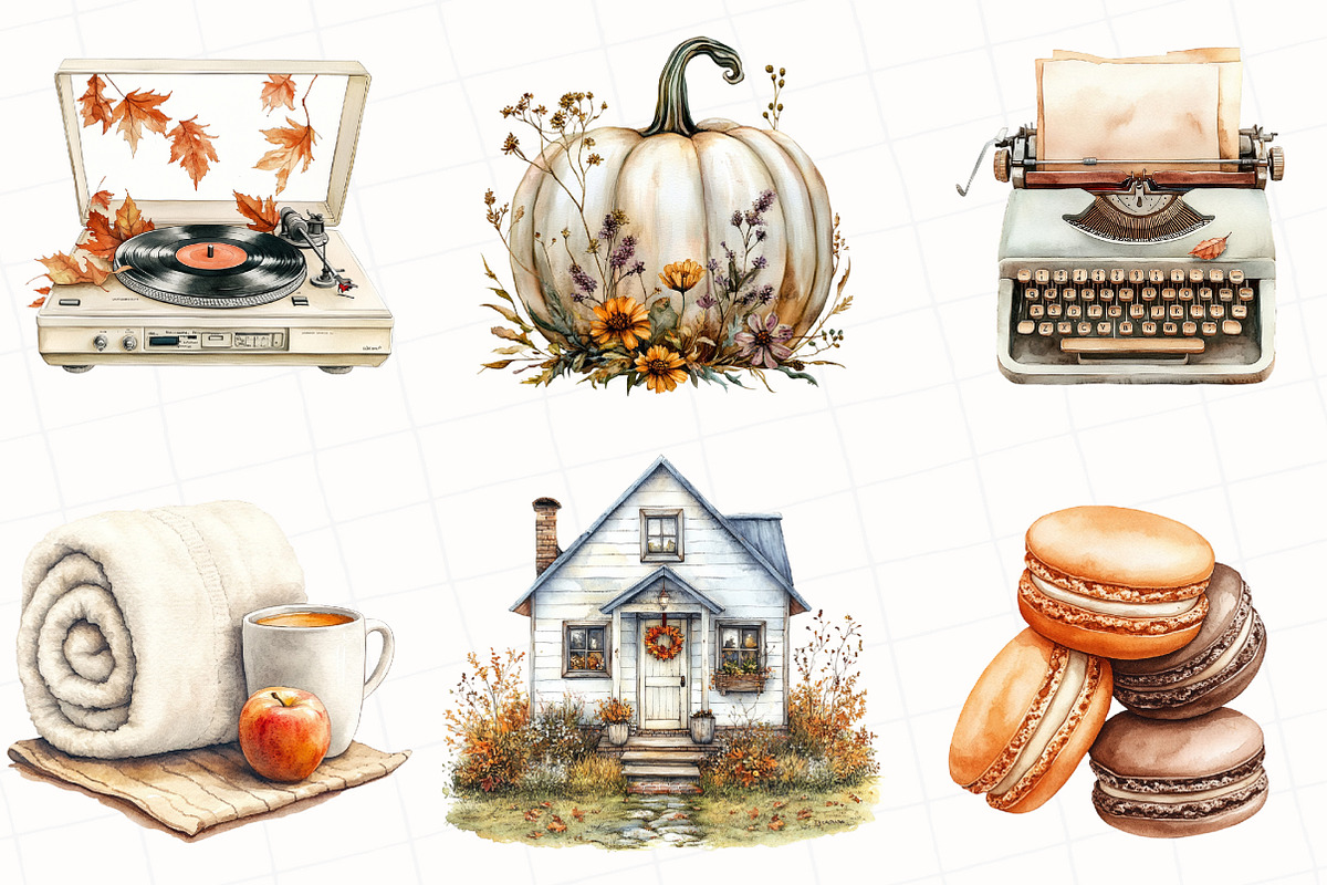 Watercolor Lovely Autumn Clipart, an Illustration by OK Design (Photo 2 of 5)