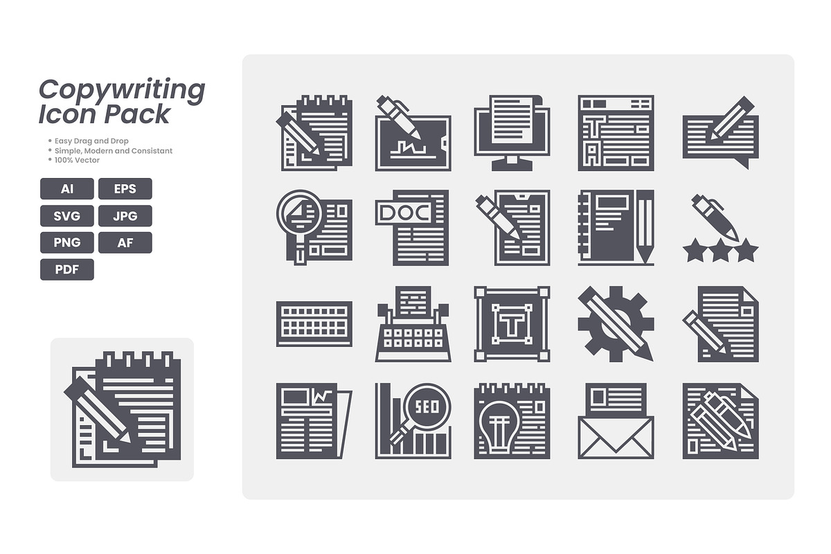 Copywriting Icon Pack, a Solid Icon by erifqizeicon (Photo 2 of 3)