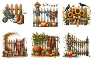 Watercolor Autumn Fence Clipart, a Seasonal Illustration by DreamArtGraphic (Thumbnail 4 of 4)