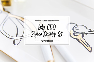 Fancy office flatlays & styled desk stock photo containing layered psd and psd
