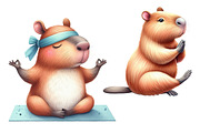 Capybaras yoga PNG collection, an Animal Illustration by Whimsy Brush Studio (Thumbnail 4 of 9)