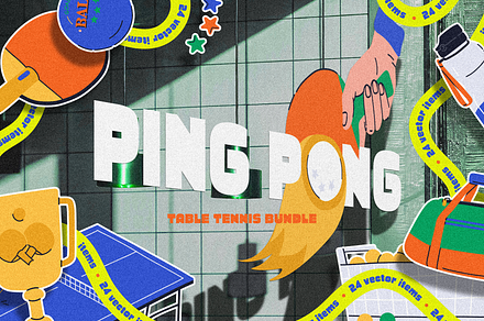 Paddle or table tennis vector bundle, a Sport Illustration by my.ordinarty