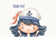 Cute Sailors Watercolor Clipart, a Person Illustration by ekossa_art (Thumbnail 7 of 7)
