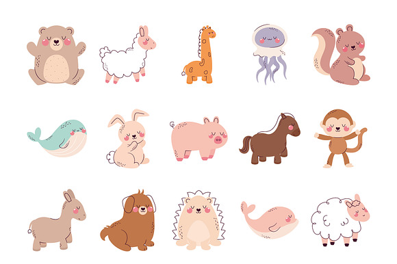 Cute Animals Illustration Set preview 4