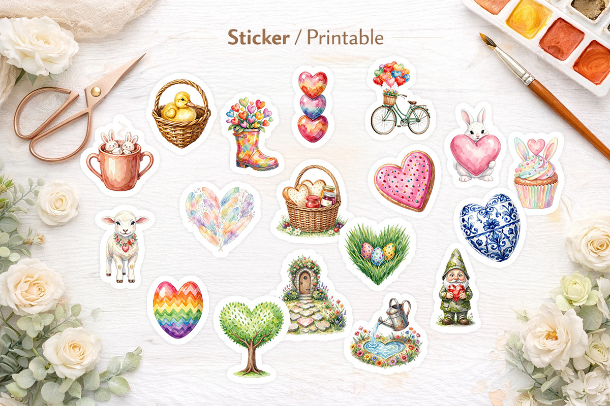 Whimsical Easter Heart Sublimation, an Illustration by Artnoy (Photo 7 of 8)