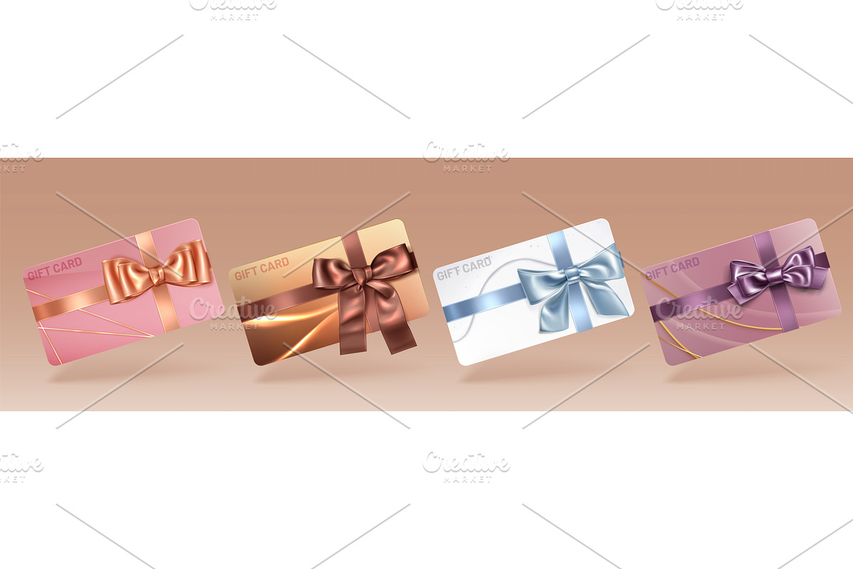 Giftcard set with satin bow ribbons, an Object Illustration by art PVP - market