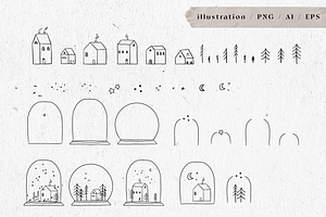 WINTER HOUSES / Png Vector Bundle