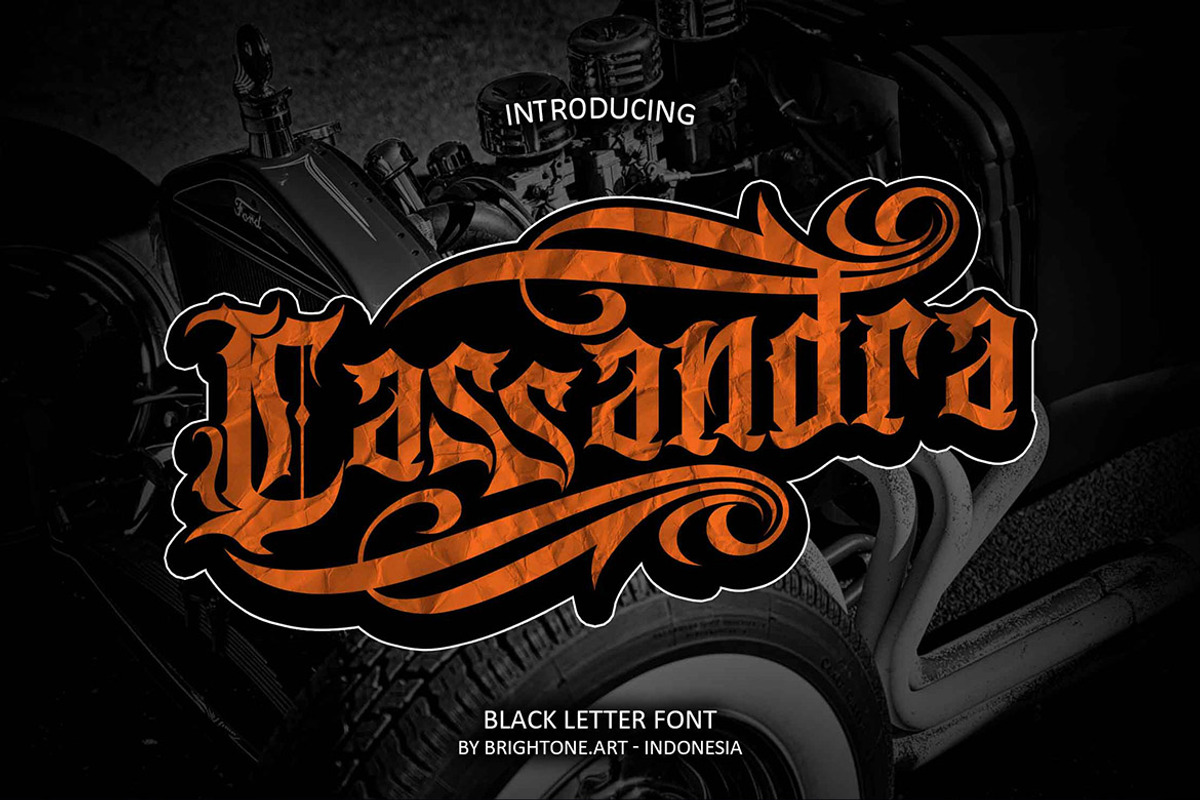 Cassandra - Blackletter Tattoo, a Blackletter Font by Brightone (Photo 1 of 8)