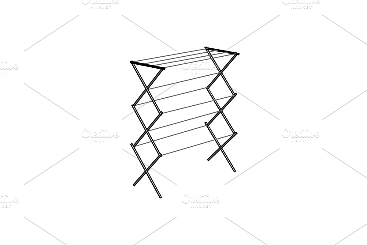 domestic clothes drying rack cartoon, an Object Illustration by pikepicture