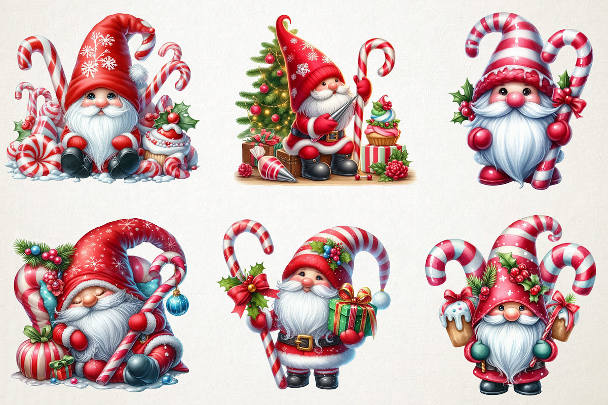 Christmas Candy Cane ICING Gnome PNg, an Illustration by RobertsArt (Photo 4 of 5)