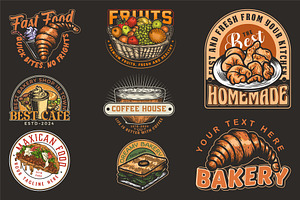 Set of food vintage labels and logo, a Branding & Logo Template by Billah Hub
