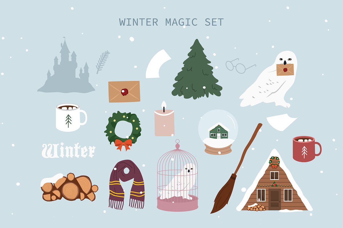 Magic - flat vector set, a Seasonal Illustration by yabluko_draws (Photo 3 of 8)