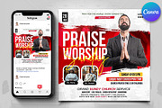 Praise & Worship Church Flyer Canva, a Flyer Template by Psd Templates (Thumbnail 1 of 2)