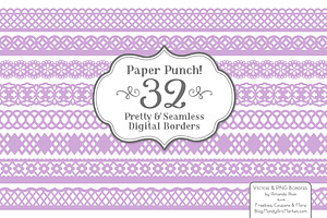Lavender Lace Borders & Clipart, an Illustration by Amanda Ilkov