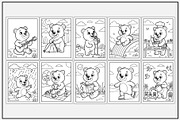 Bear Daily Routine Coloring Pages, an Animal Illustration by Lamia Emad (Thumbnail 3 of 5)