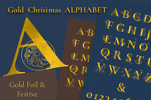 Gold Christmas Alphabet Clipart