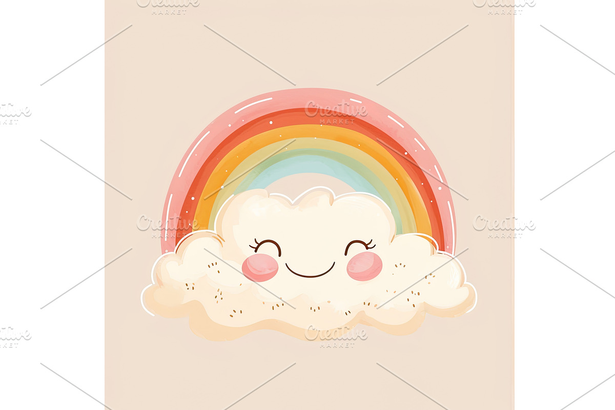 Cute cartoon cloud with blushing, an Illustration by Lermont51