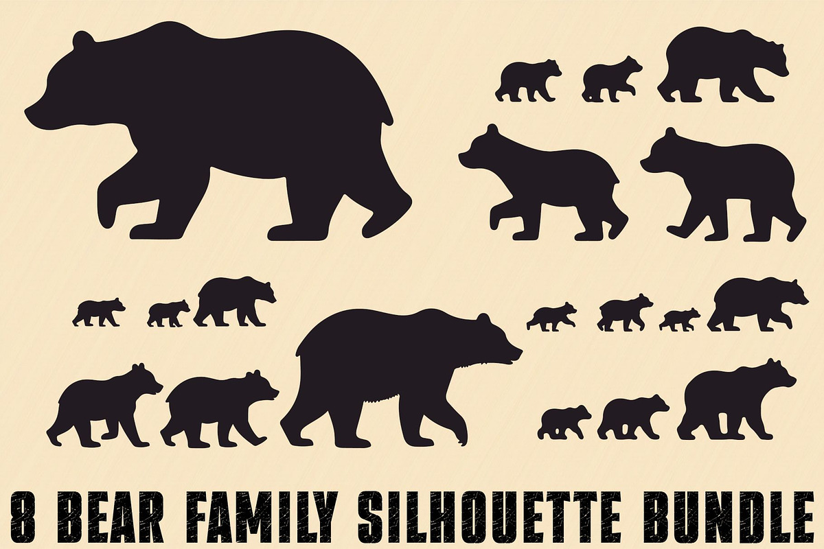 Bear Family Silhouette Bundle, an Illustration by jahid234 (Photo 1 of 9)