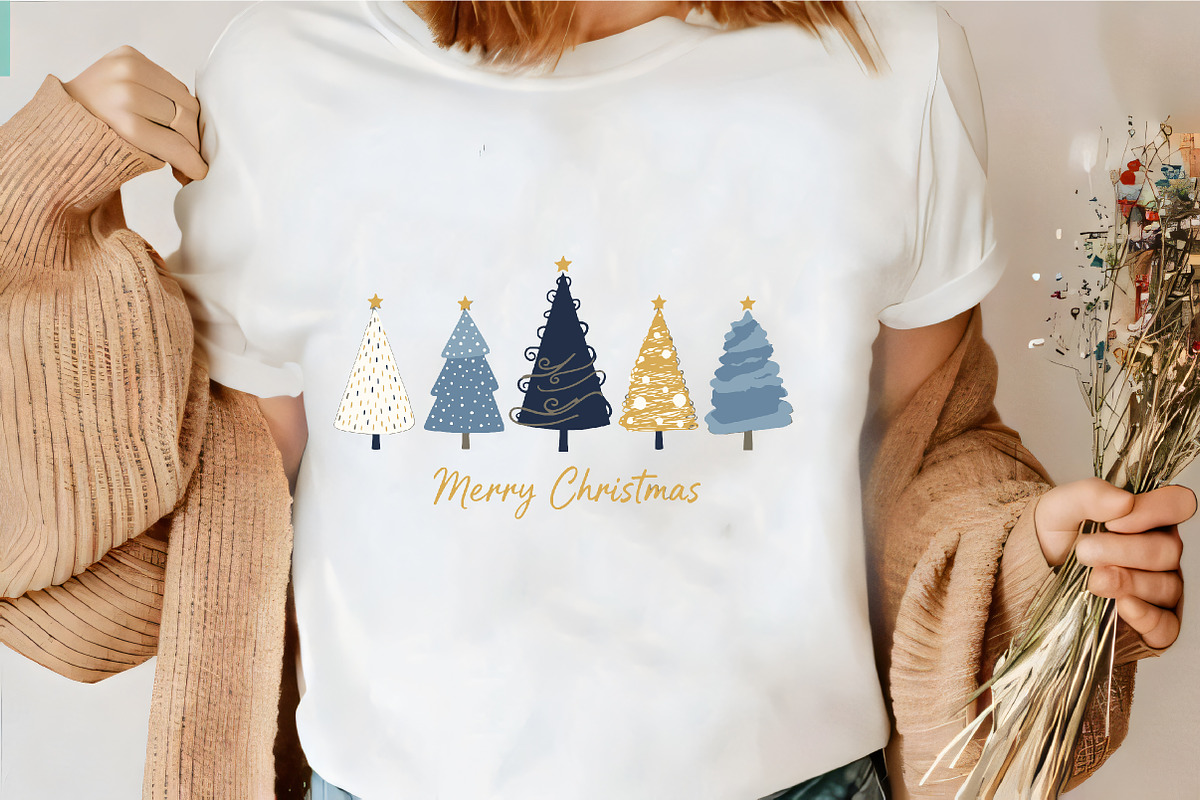Blue Christmas Tree Sweatshirt Merry, an Illustration by CrexoraLab (Photo 3 of 4)