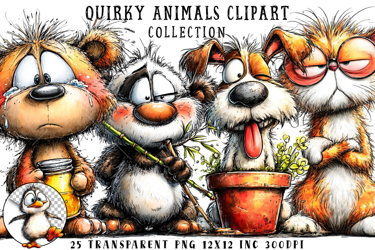 Quirky Animals Clipart, an Illustration by OK Design (Photo 1 of 6)