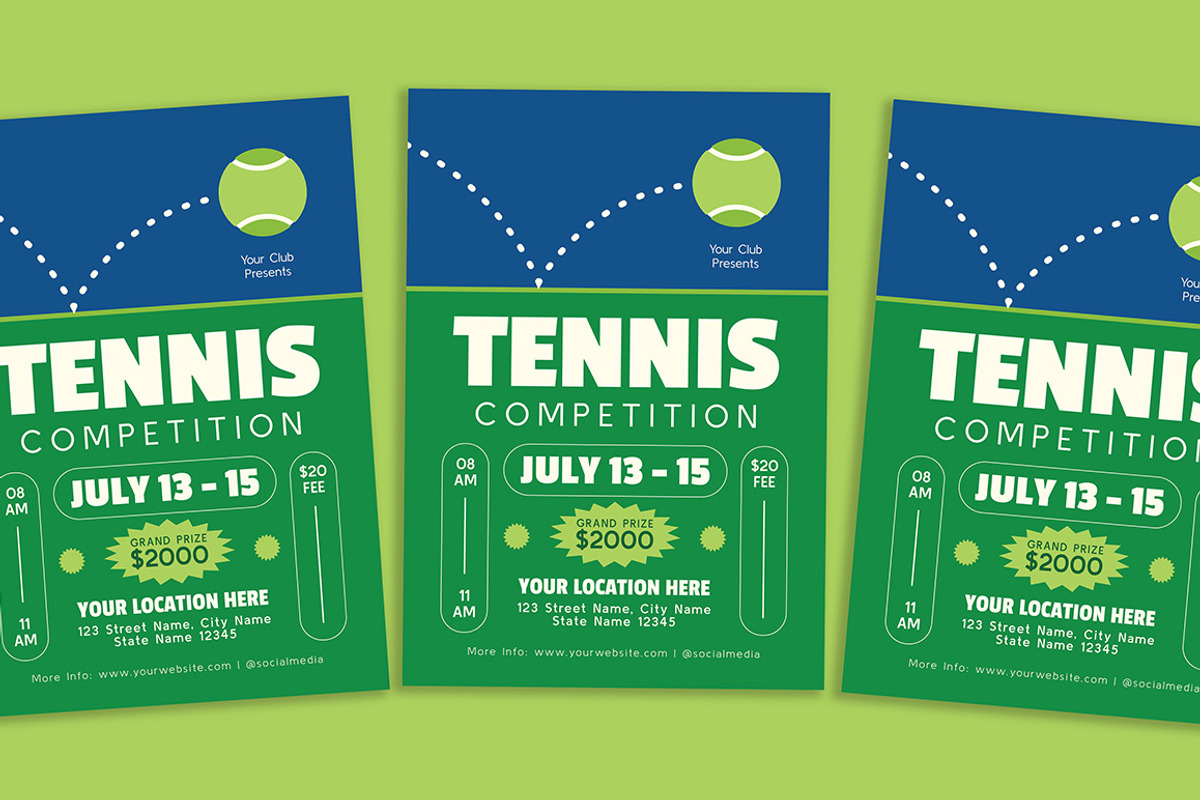 Modern Tennis Tournament Flyer, a Flyer Template by Gumico Studio. (Photo 3 of 3)