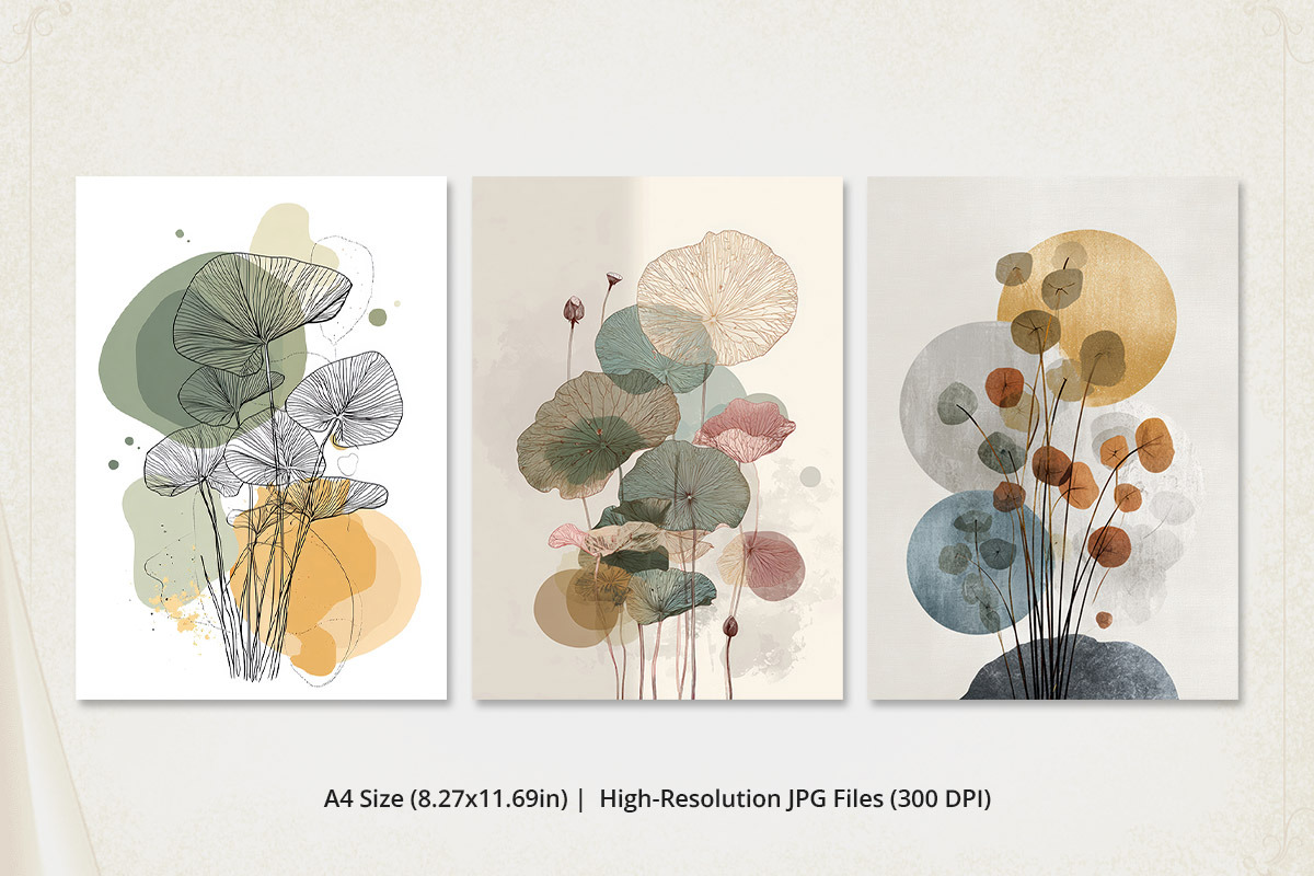 Abstract Boho Botanical Wall Art Set, a Poster Template by Pixeness Studio (Photo 2 of 2)
