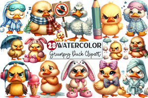 Quirky Grumpy Duck Clipart, an Illustration by Rose Art