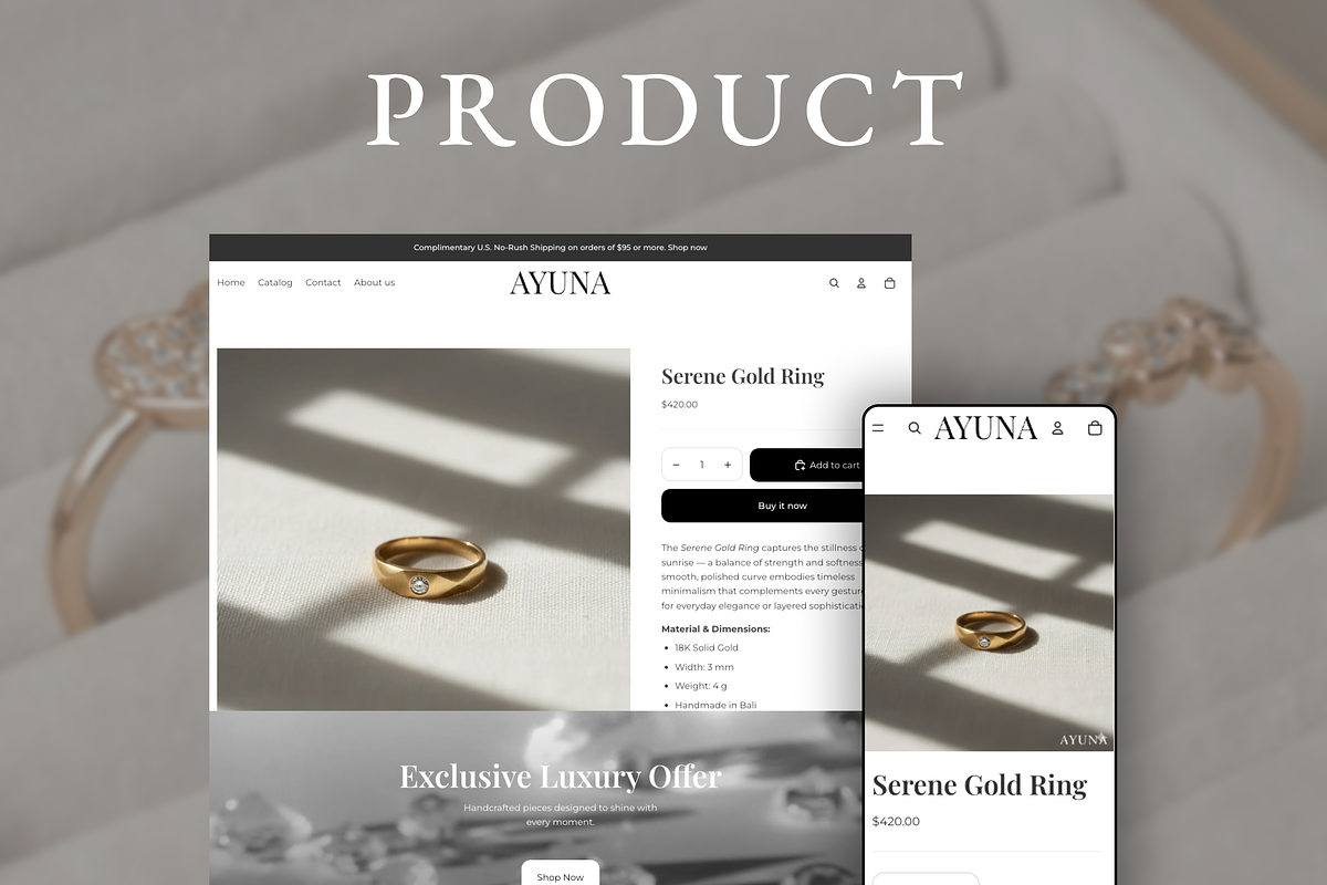 Ayuna - Luxury Jewelry Shopify Theme, a Shopify Template by AtelierDuVow (Photo 4 of 10)