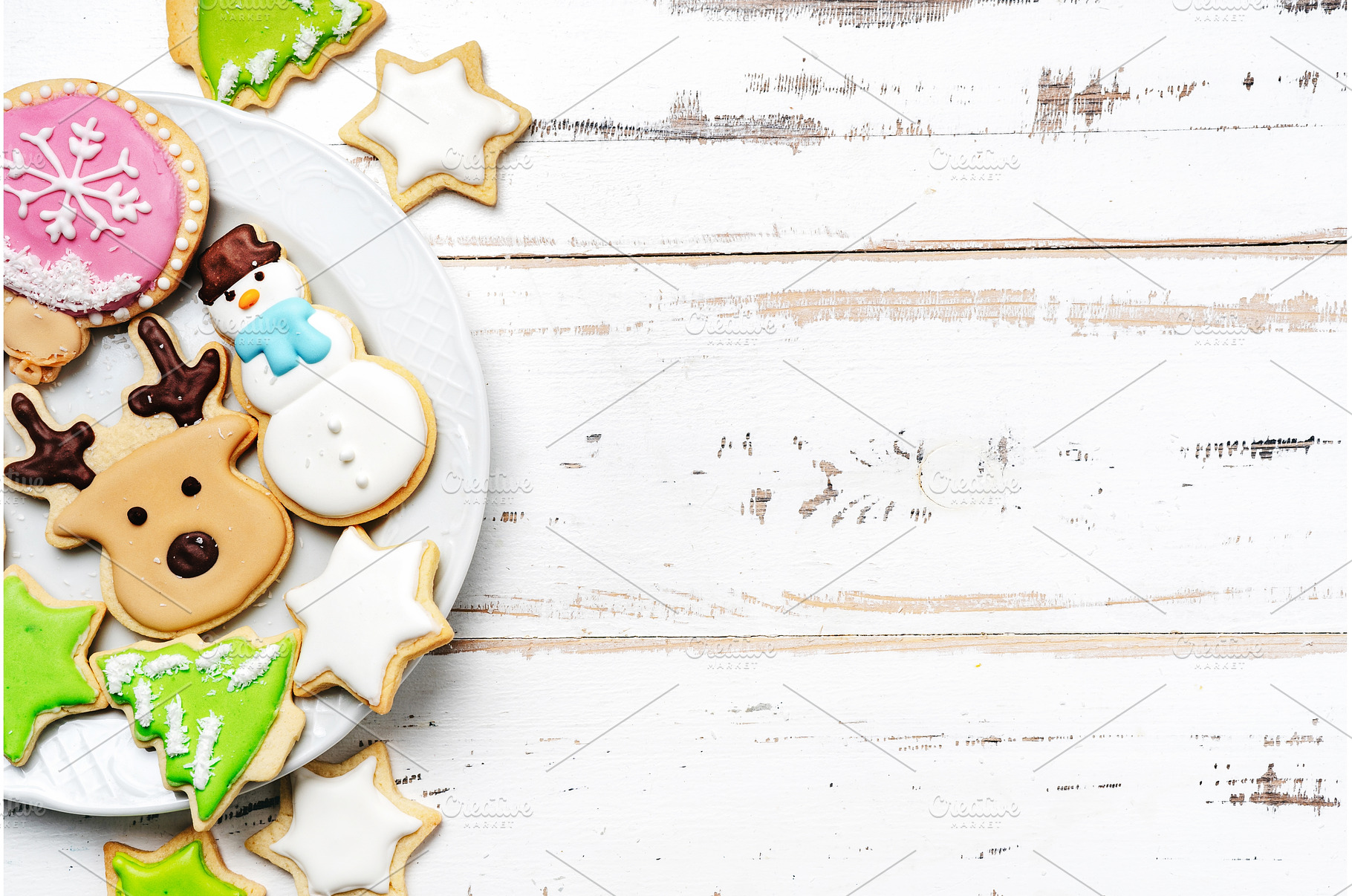 Christmas sugar cookies in a plate, a Holiday Photo by Yummypic