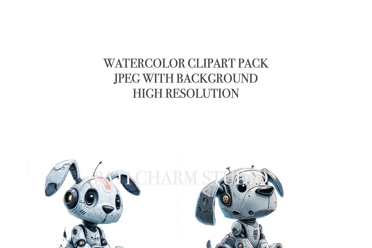 Robotic Puppy Clipart Set, a Decorative Illustration by Pati Charm Studio (Photo 5 of 8)