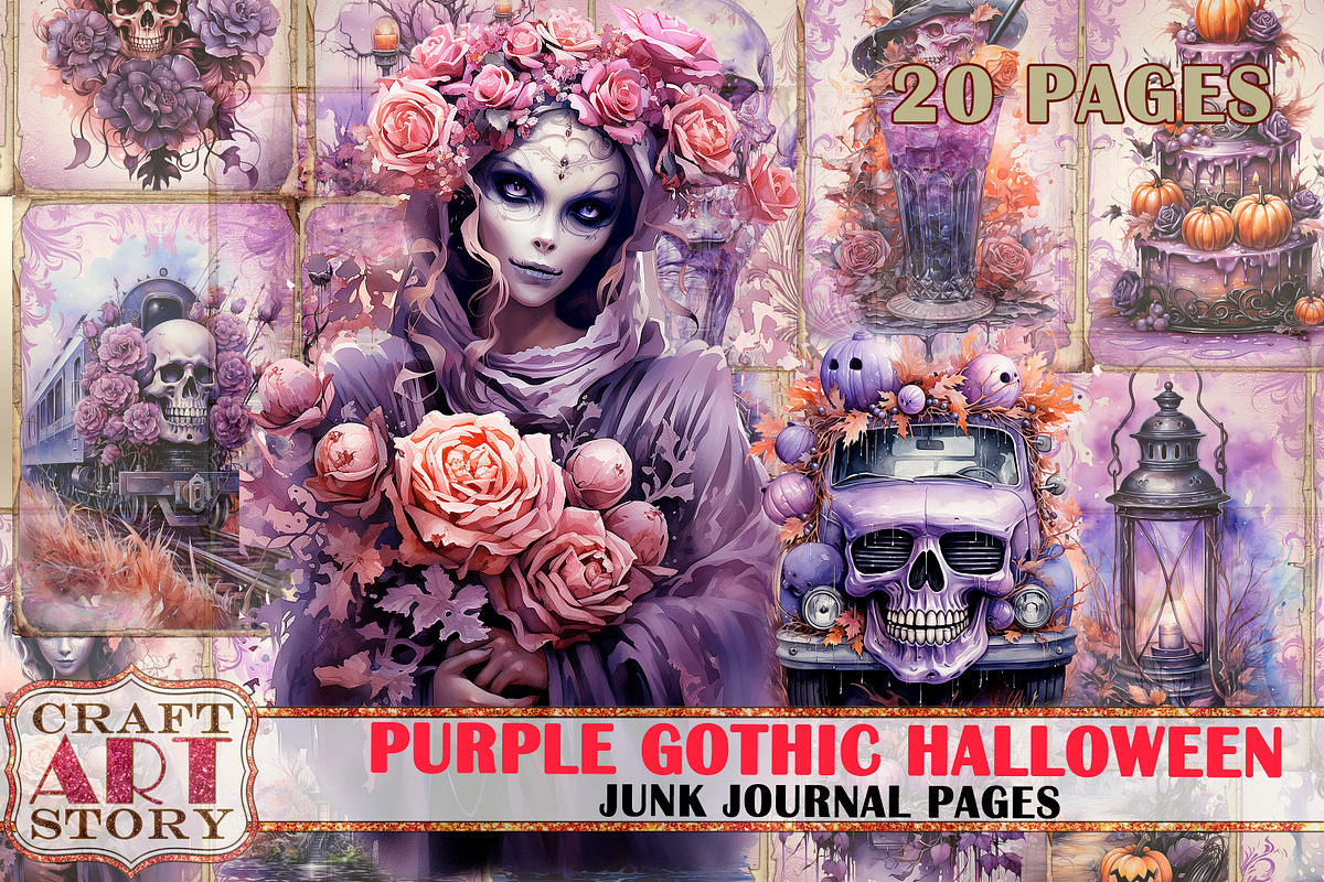 Purple Gothic Halloween Junk Journal, a Seasonal Illustration by CraftArtStory (Photo 1 of 5)