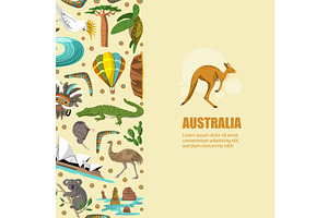 Australia. background with authentic, an Animal Illustration by Onyx
