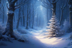 Trees In Snowy Forest