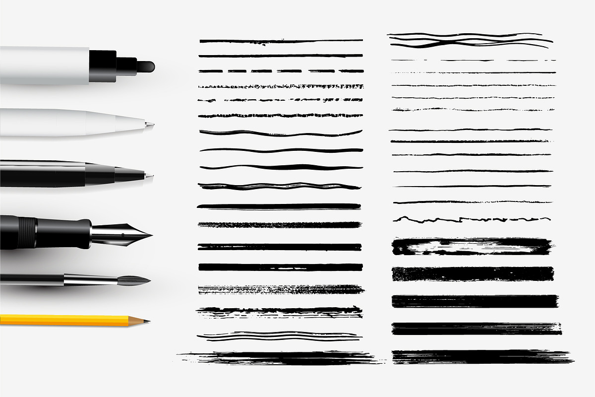 Pencil,Paint Stroke Brushes. Pen Ink, a Brush Add-On by ZinetroN (Photo 3 of 4)