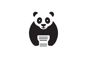 cute panda hold paper mascot flat, a Branding & Logo Template by devastd