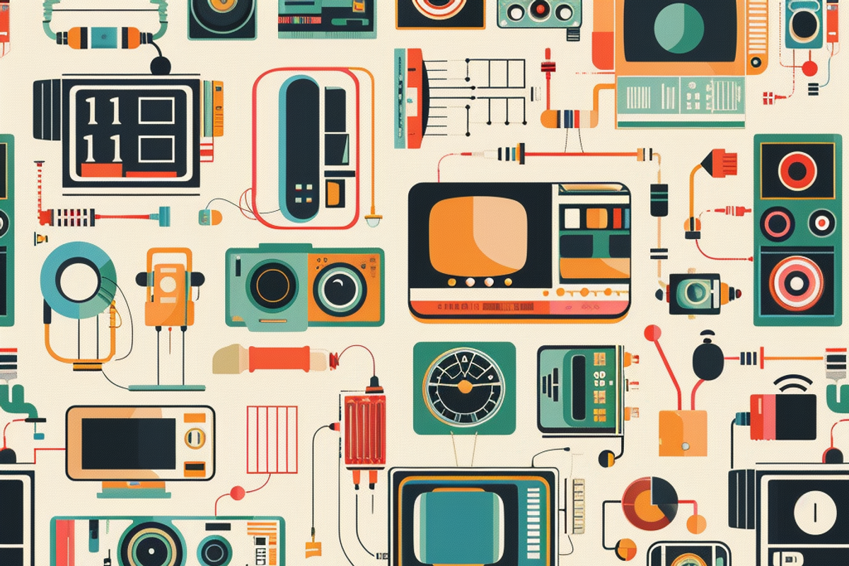 Retro Technology Pattern, a Background Graphic by Printable Treasure (Photo 3 of 4)