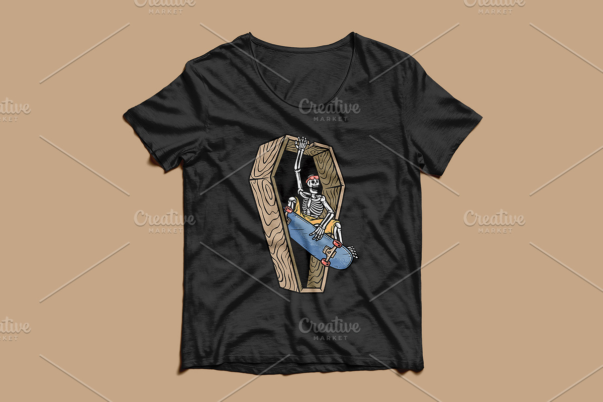 skull riding skateboard illustration, a Person Illustration by gunaonedesign (Photo 4 of 5)