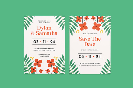 Gremine Floral Wedding Invitation, an Invitation Template by iDoodle Studio
