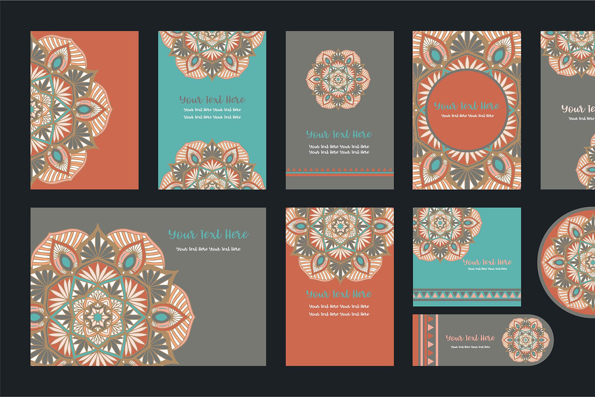 20 Mandala Vintage Template Card., a Card Template by Noree (Photo 19 of 20)