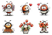 Whimsical spring bee clipart, an Illustration by CreationArt (Thumbnail 3 of 7)