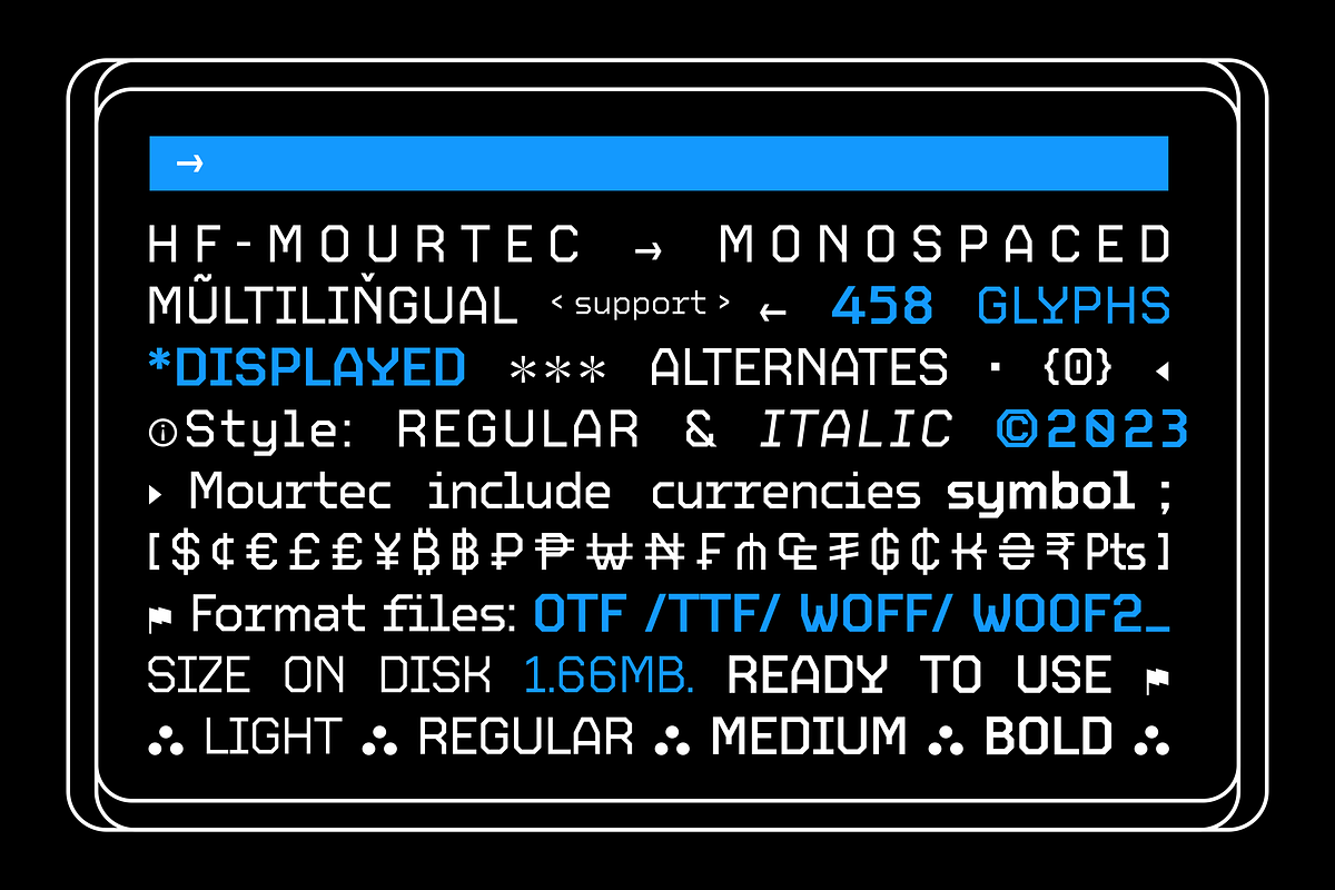 HF Mourtec Monospaced, a Sans Serif Font by 24Design Studios (Photo 5 of 14)