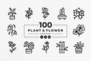 Plant and flower line icon set, an Outline Icon by Tekuni (Thumbnail 1 of 5)