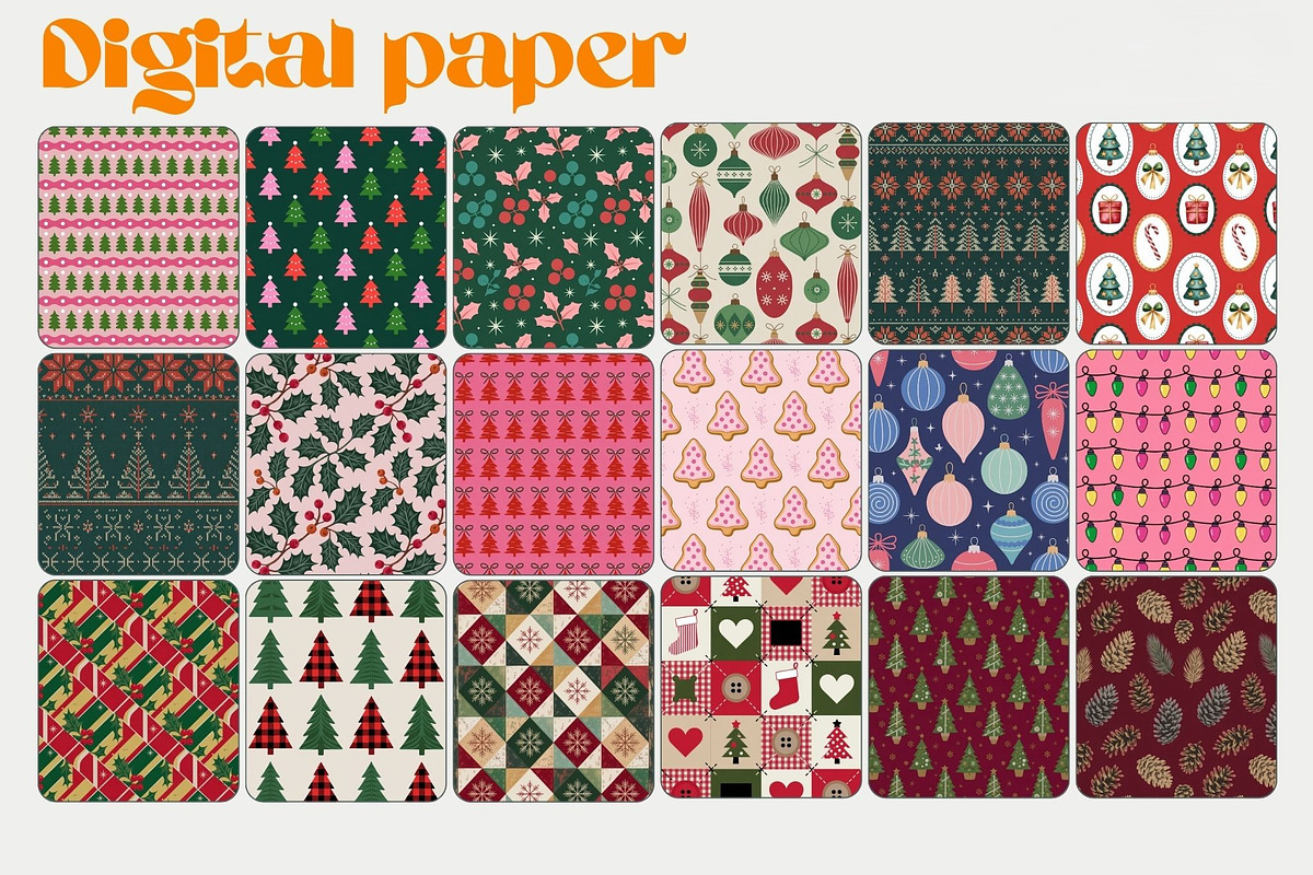 Christmas Digital Paper Set 24 JPG, a Graphic by iloveTemplate (Photo 1 of 3)