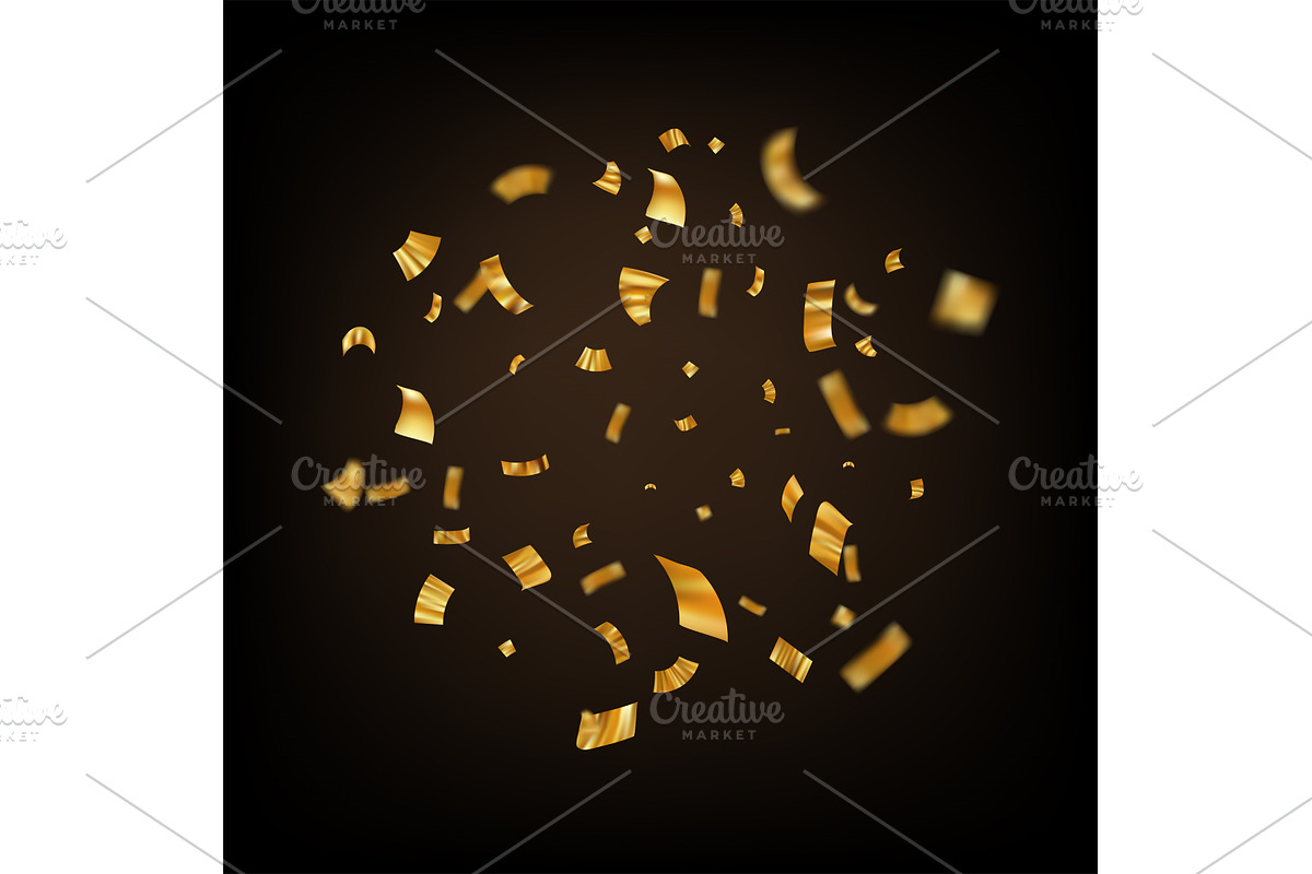 Golden confetti. Explosion of gold, an Object Illustration by Quarta