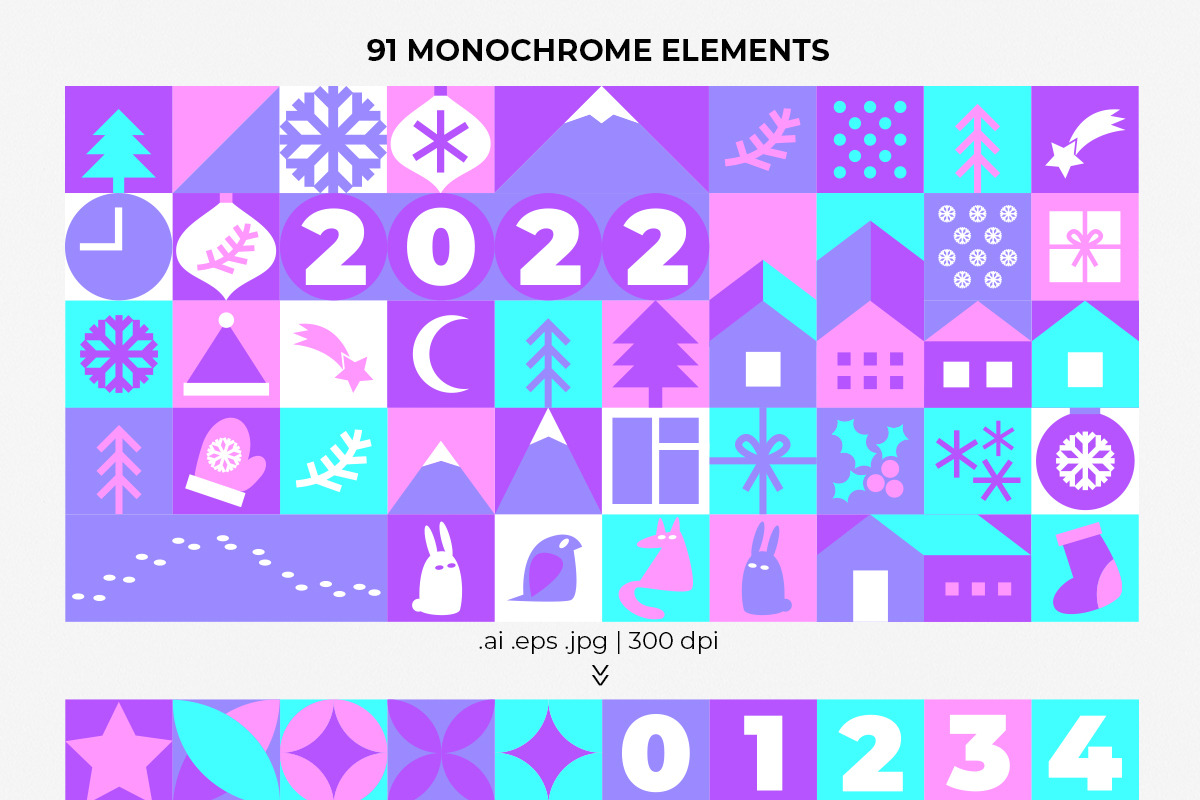 Holographic Christmas Geometric Set, an Object Graphic by Julie&Taily (Photo 5 of 23)